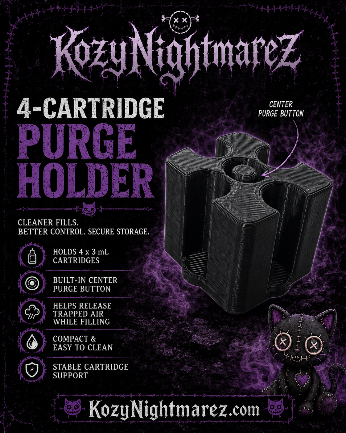 4-Cartridge Purge Holder - Holds 4 x 3ml Pen Cartridges