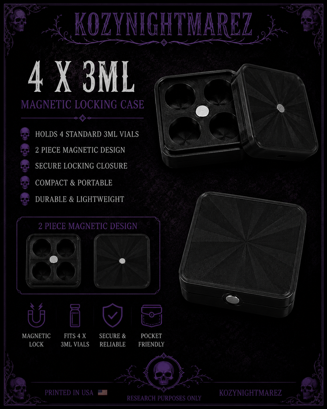 4 Standard 3ml Magnetic Case