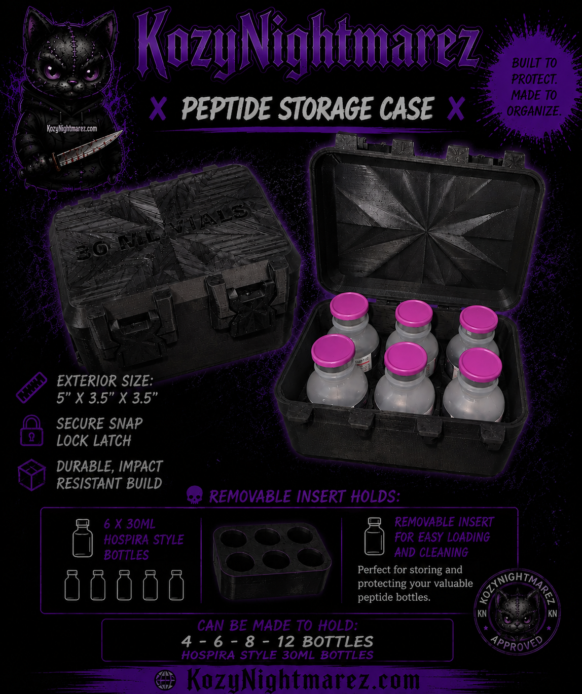 30ml Bottle Case - Holds 6 x Hospira Style 30ml Bottles