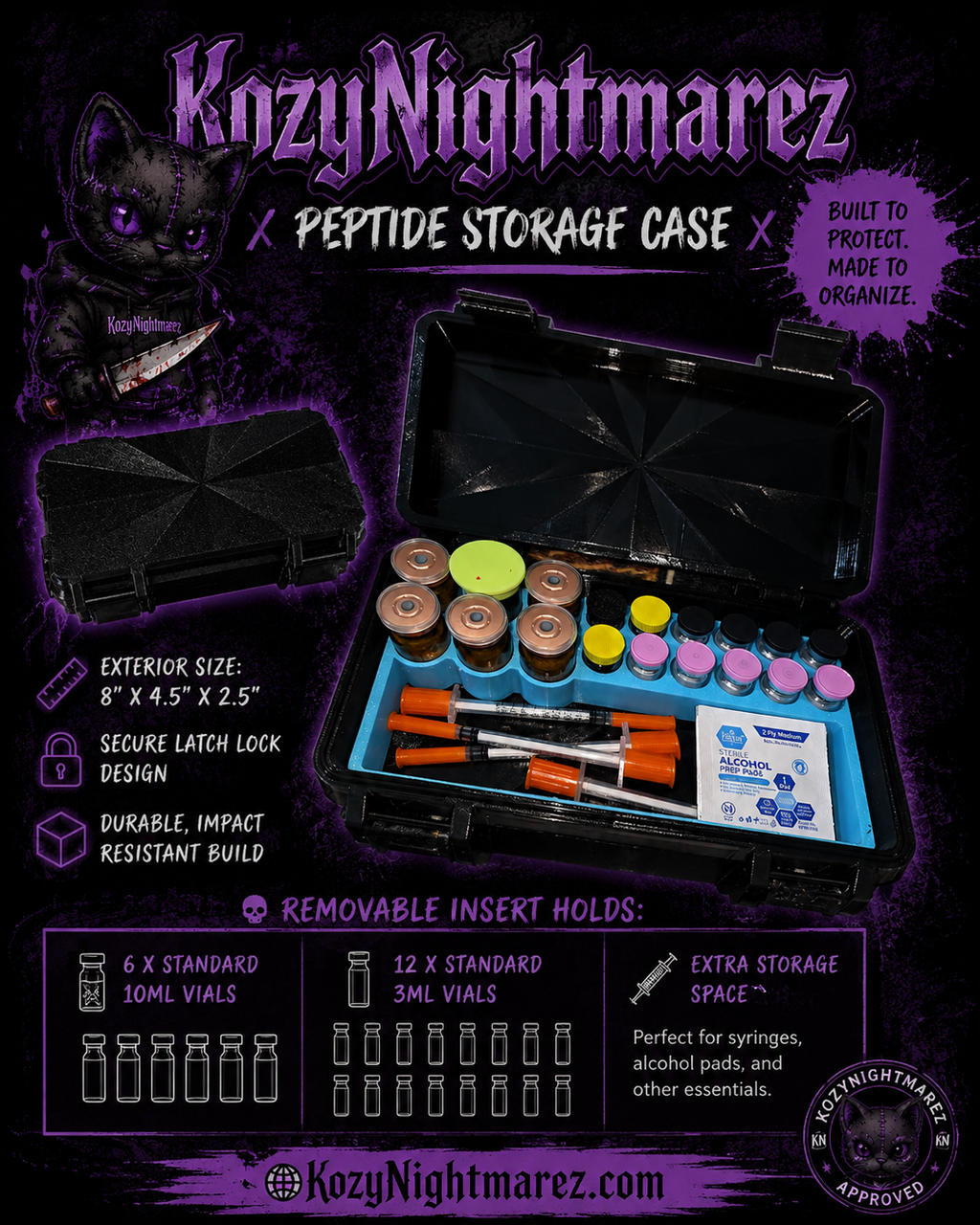 Full Kit Case - Holds 6 x 10ml + 12 x 3ml Vials + Syringes