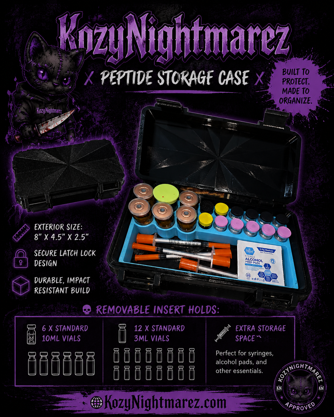 Full Kit Case - Holds 6 x 10ml + 12 x 3ml Vials + Syringes